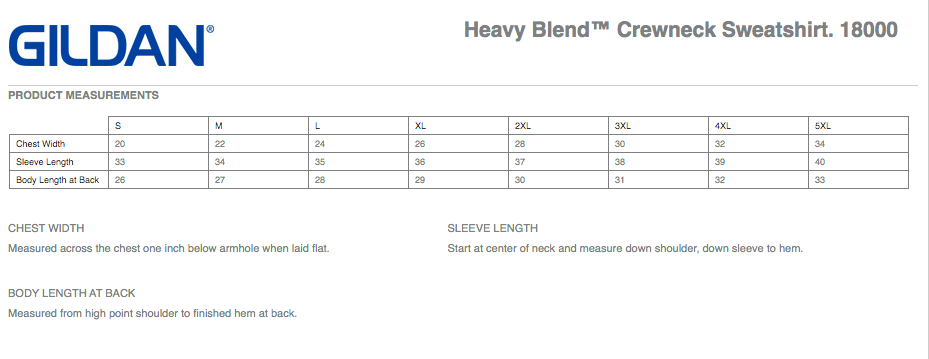 gildan heavy blend sweatpants size chart