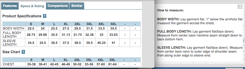 Sizing Chart