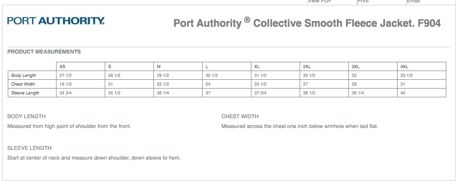 Sizing Chart